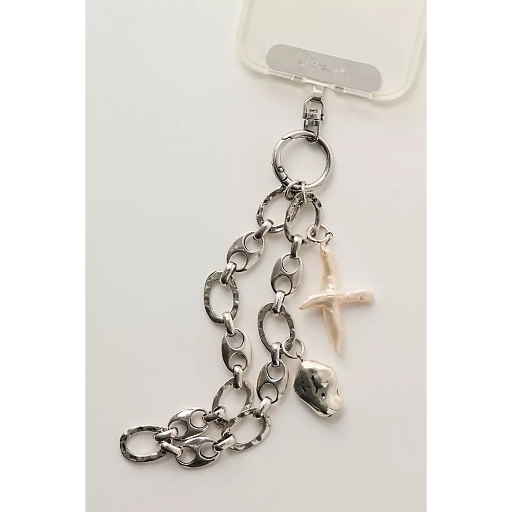 NWT Free People Silver Tone Chunky Charmed Phone Wristlet
